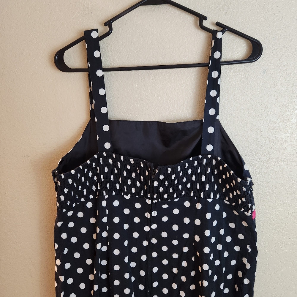 Vintage R&K Polka Dot Ruffle Sleeveless Dress Rockabilly Pinup Retro Size 16W - Picture 4 of 7